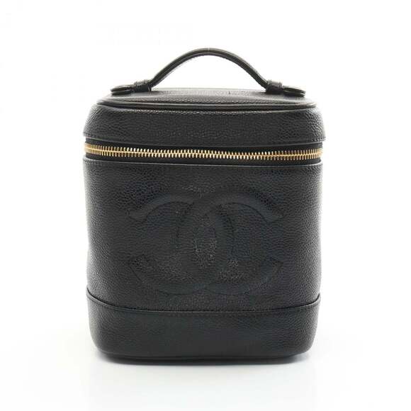 CHANEL Black Caviar Leather Logo Vanity Bag - Picture 1 of 11